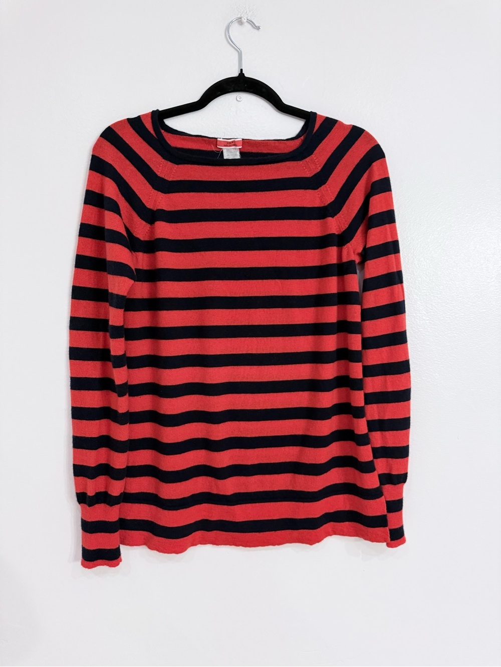 J crew 100% cashmere Striped Red and Black Women's Sweater